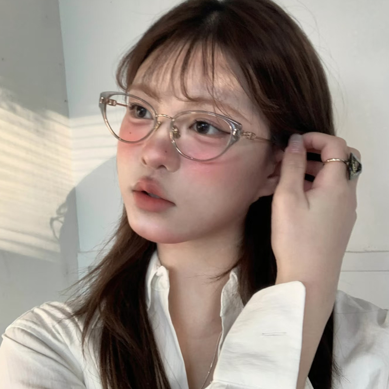 2025新款韩系复古猫眼镜框女可配度数近视镜片素颜显白超轻眼镜架 - 图0