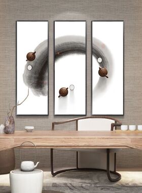 新中式装饰画客厅水墨锦鲤古典挂画沙发背景餐厅茶楼书房酒店壁画