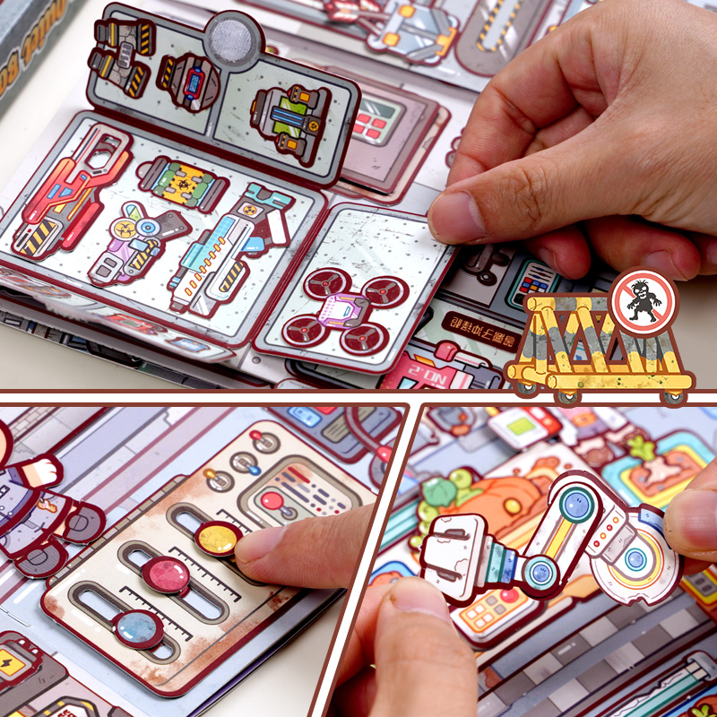 小麻薯安静书地下堡垒游戏机关本趣味解压女孩免裁剪贴纸儿童益智玩具创意手工diy材料包小学生多功能粘贴画 - 图2