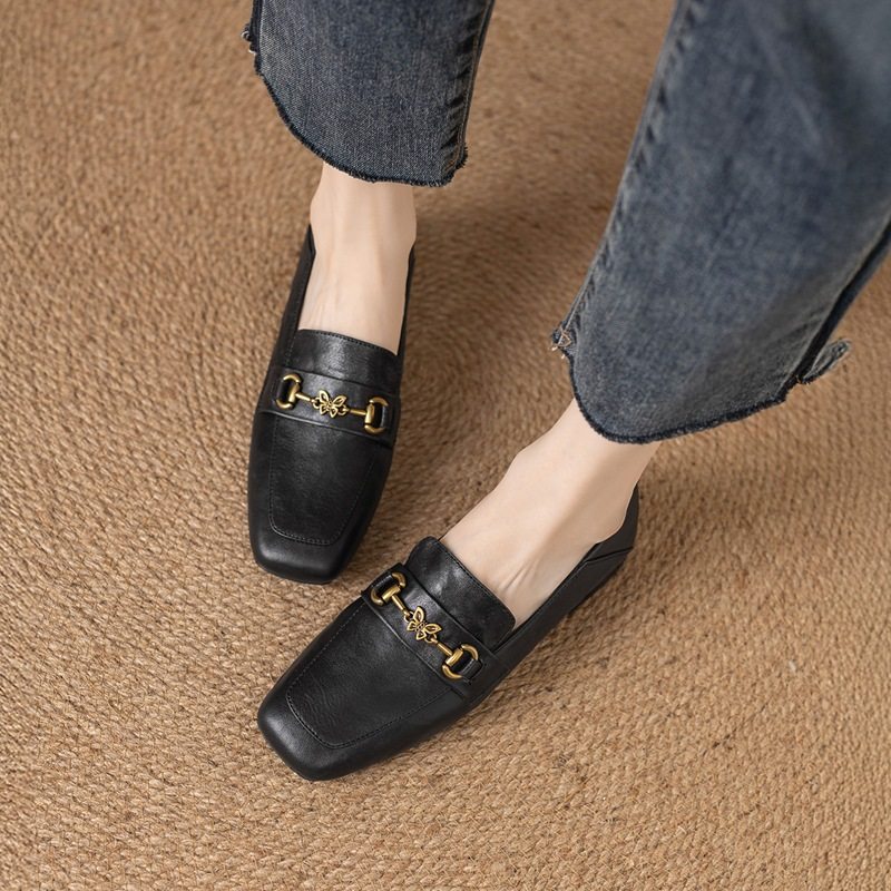 ZHR则则头层羊皮蝴蝶饰扣中口粗跟单鞋女新款气质时尚百搭小皮鞋,淘宝优惠券,粉丝福利购,淘宝优惠卷