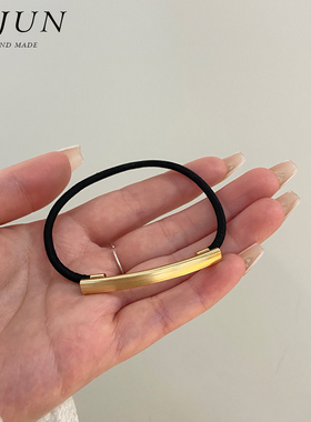 极简拉丝金属弧形发绳女扎马尾