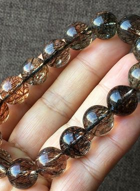 天然黑金超发晶云母共生双轮