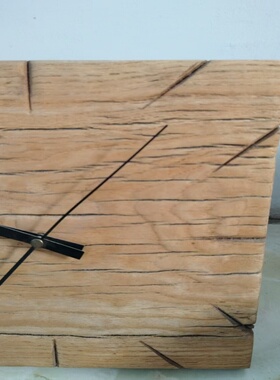 老榆木摆件时钟造型实木创意正方形简约现代卧室客厅饰品免漆环保