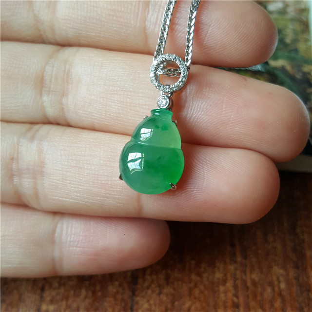 Hansang original jade gourd pendant a goods ice jade gourd inlaid 18k gold necklace jade gourd jade pendant