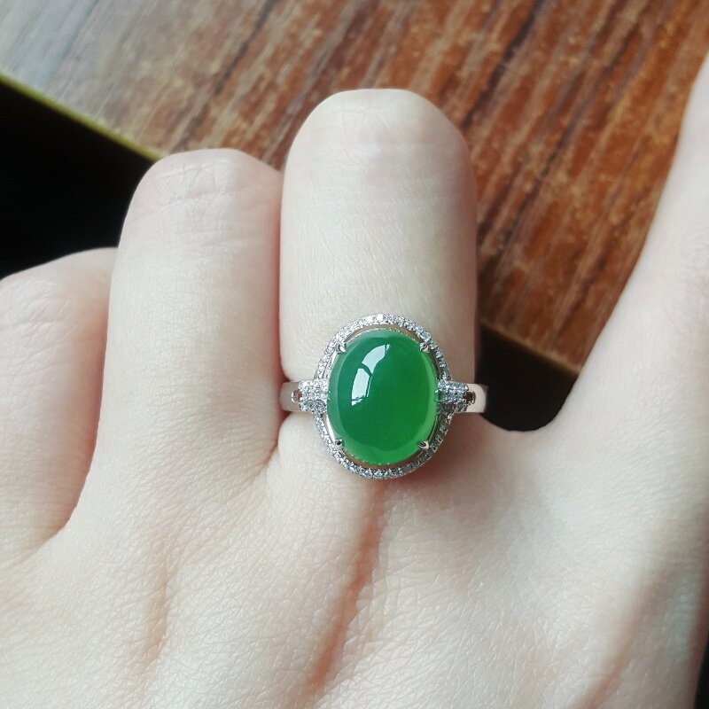 Jade Ring Natural Burmese Grade A Jadeite Cabochon Ring
