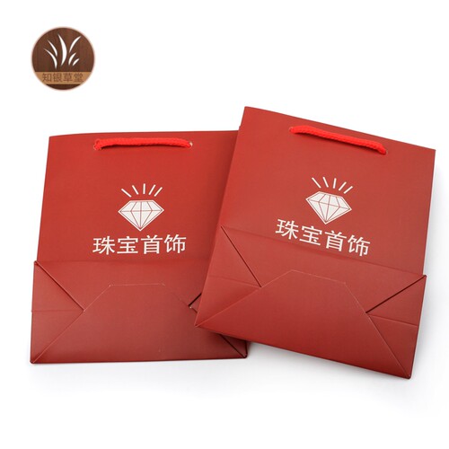 暗红心形珠宝玉器礼品纸袋手提袋烫金首饰包装盒袋文玩袋定制LOGO - 图1
