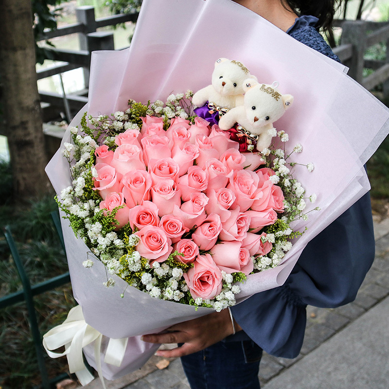 全国花店送真花99朵红玫瑰花束生日鲜花速递同城广州深圳东莞佛山-图2