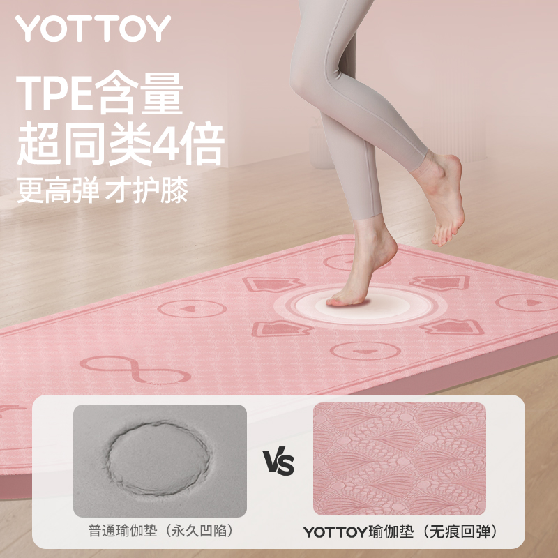 YOTTOY跳绳减震垫瑜伽垫跳操垫子隔音家用静音防滑加厚地垫慢跑垫