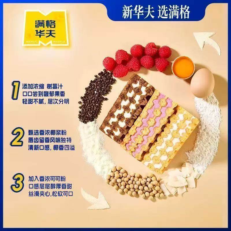 满格华夫厚华夫饼椰奶树莓可可夹心三角蛋糕点网红儿童早餐三明治,淘宝优惠券,粉丝福利购,淘宝优惠卷