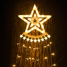 Световое украшение 新款太阳能五角星瀑布灯流水小彩灯灯串挂树灯圣诞节庭院户外装饰