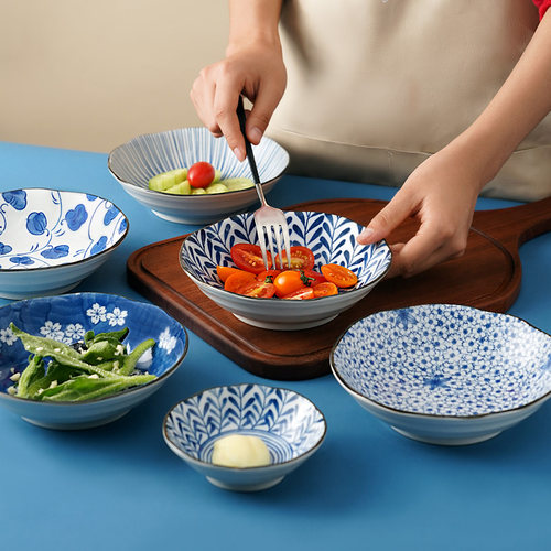 日本进口美浓烧陶瓷餐具家用6.5英寸创意餐盘日式菜盘子碟子套装 - 图0