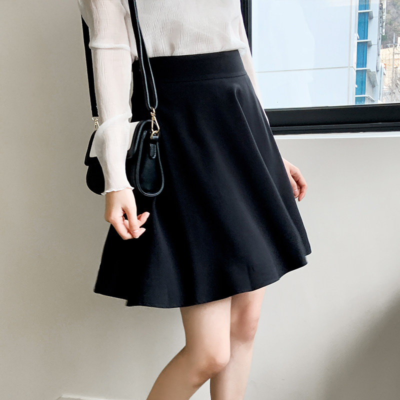 夏季雪纺a字高腰黑短裙裤裙 愈美服饰半身裙