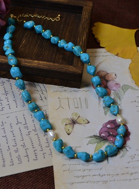 绿松石项链高级感锁骨链中式饰品