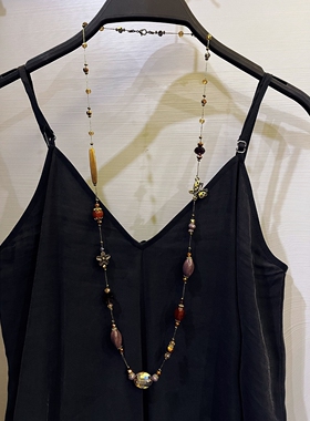 手工DIY串珠项链优雅长款水晶装饰链挂件复古毛衣链高级感饰品女