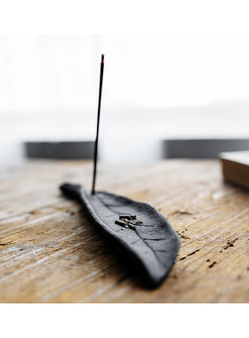 进口南部铁器木叶子加长铸铁香插