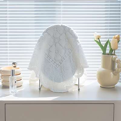 欧式圆形镜子盖布蕾丝布艺梳妆台化妆镜面盖巾防尘遮挡布全能帘罩