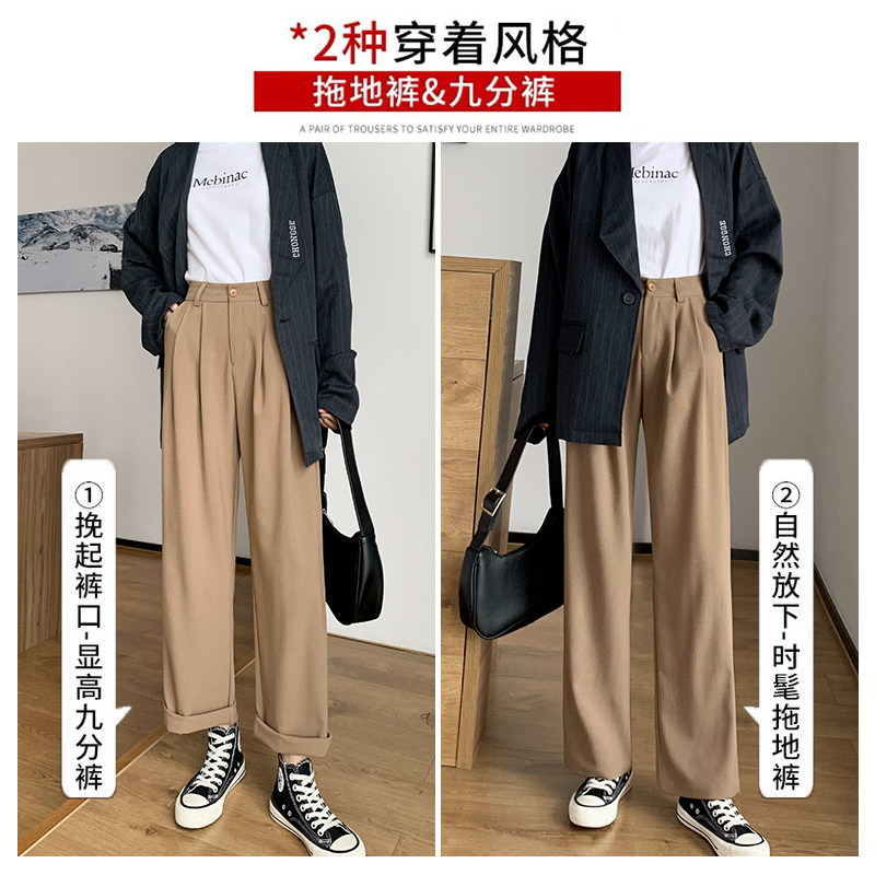 高腰显瘦秋季新款韩版工装阔腿裤 longze休闲裤