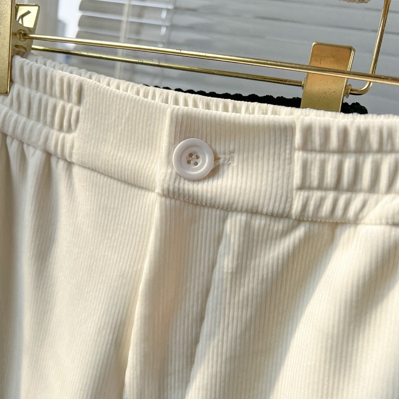 雪尼尔条纹窄版阔腿裤女2025春秋冬高腰加绒休闲灯芯绒直筒糯米裤,淘宝优惠券,粉丝福利购,淘宝优惠卷