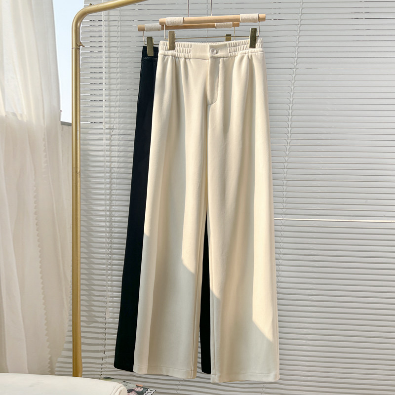 雪尼尔条纹窄版阔腿裤女2025春秋冬高腰加绒休闲灯芯绒直筒糯米裤,淘宝优惠券,粉丝福利购,淘宝优惠卷