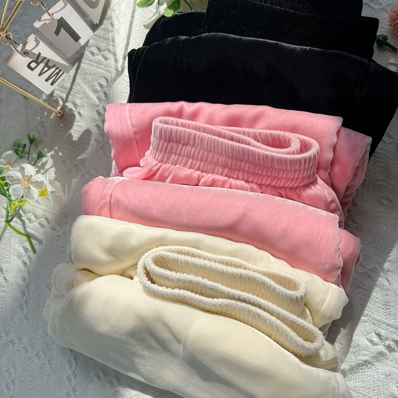 新中式真丝丝绒裤子女秋冬国风高级感淑直筒桑蚕丝垂感阔腿拖地裤,淘宝优惠券,粉丝福利购,淘宝优惠卷