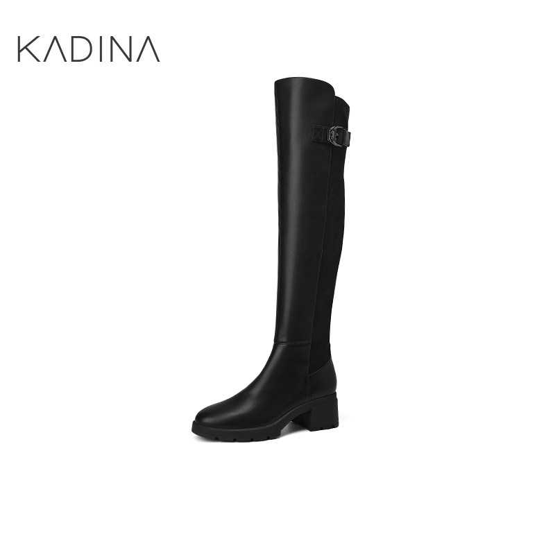卡迪娜2025新款爆款过膝小个子长筒靴骑士靴女长筒靴黑色KA241588,淘宝优惠券,粉丝福利购,淘宝优惠卷