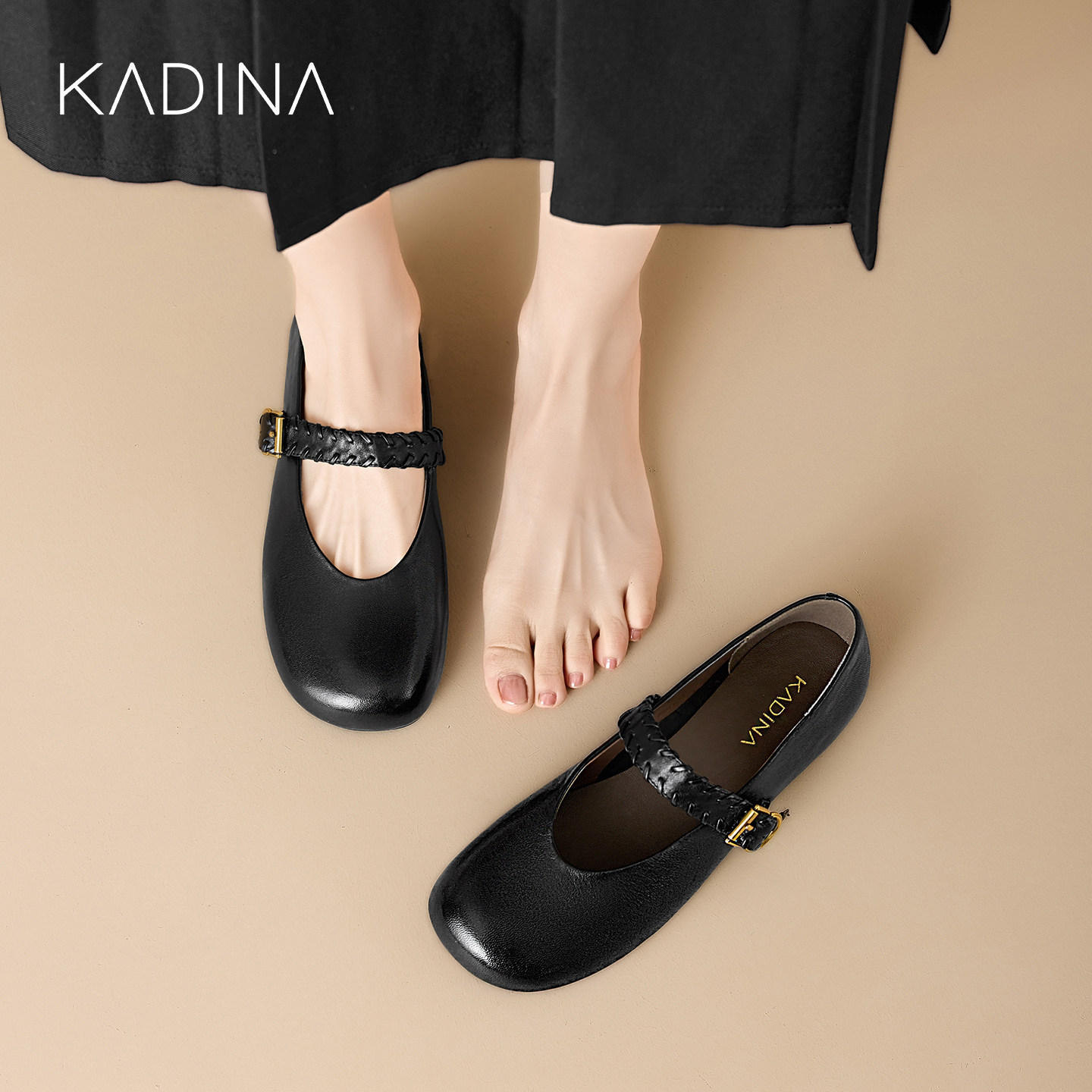 卡迪娜法式温柔风玛丽珍鞋女2026春季新款浅口平底可弯折软底单鞋,淘宝优惠券,粉丝福利购,淘宝优惠卷