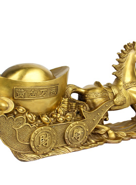 铜黄金万两马摆件拉车生肖