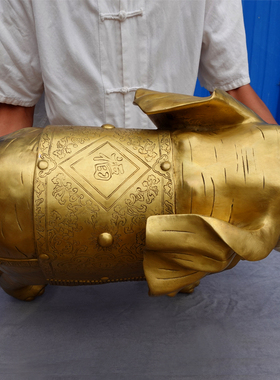 2.2尺铜特大吸水象摆件 铜大象摆件