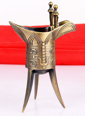 厚德居仿古风合金三角爵杯