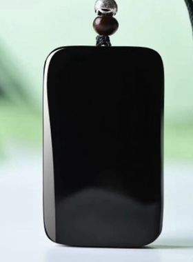 和田玉墨玉平安无事牌吊坠男女士黑羊脂新疆天然和田玉佩