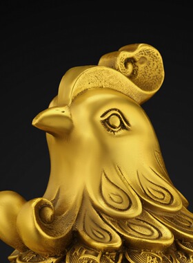 全黄铜鸡摆件福字鸡金鸡报晓卧室装饰品家居客厅铜公鸡工艺品中式