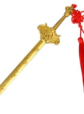 纯黄铜七星剑兽头八卦剑摆件挂件
