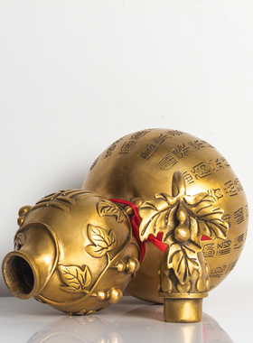 纯黄铜葫芦摆件大号黄铜玄关葫芦摆件百福葫芦福气葫芦客厅装饰品