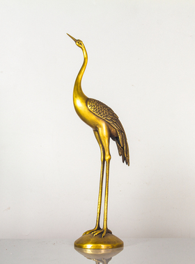 开运纯铜仙鹤摆件 落地大号龟鹤延年长寿龟 客厅家居装饰祝寿铜鹤