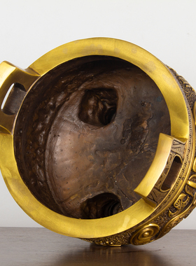 纯黄铜鼎盛千秋四足方鼎香炉鼎