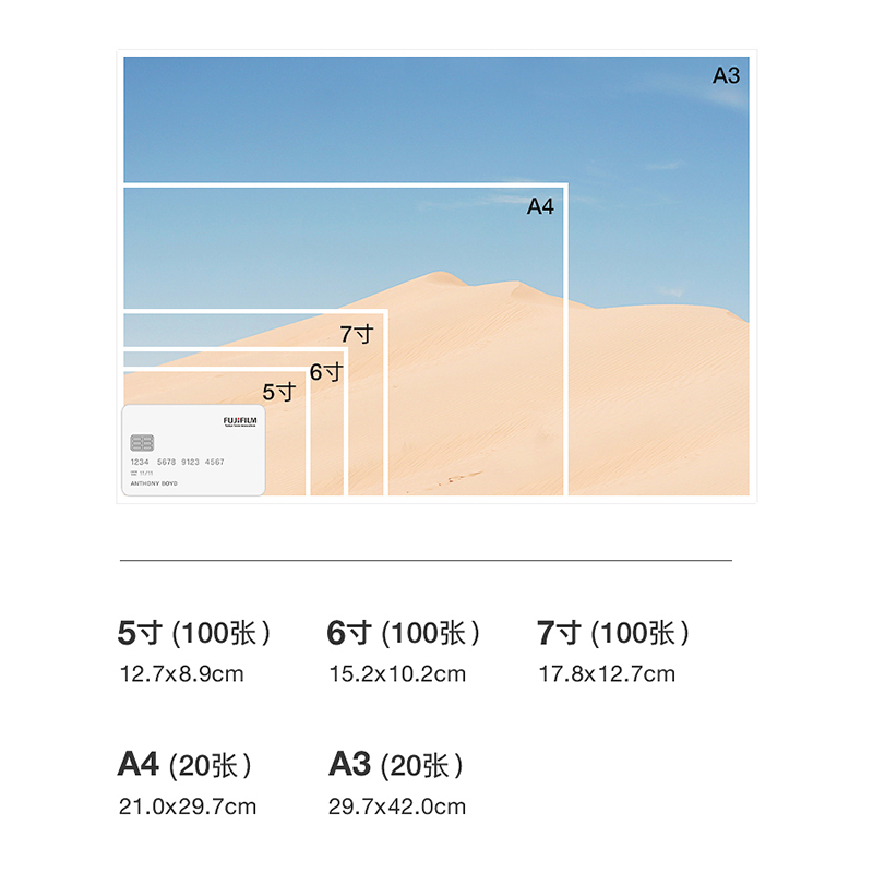 富士5寸6寸7寸RC相纸260G彩色高光A3A4绒面双面防水240g彩色3/4/5R线下艺术照喷墨打印机证件照片纸打印纸 - 图2