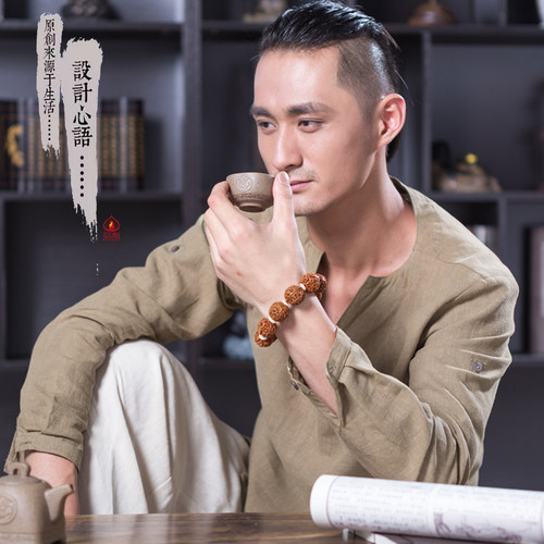 弥刻真品7瓣尼泊尔七瓣大金刚菩提子佛珠黄皮文玩手串链男士矮桩 - 图2