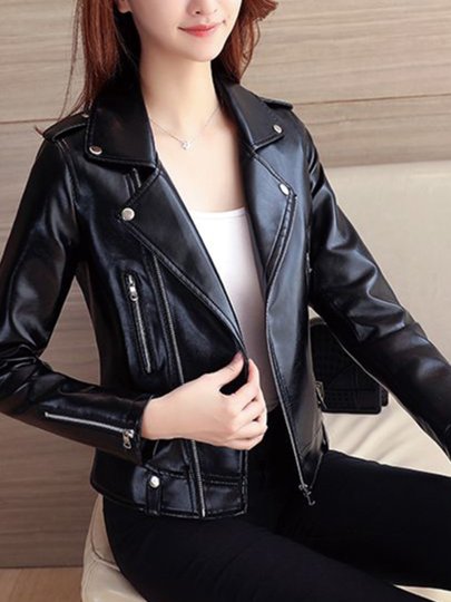 Velvet black leather jacket women's short 2025 autumn new pu leather high-end small motorcycle jacket