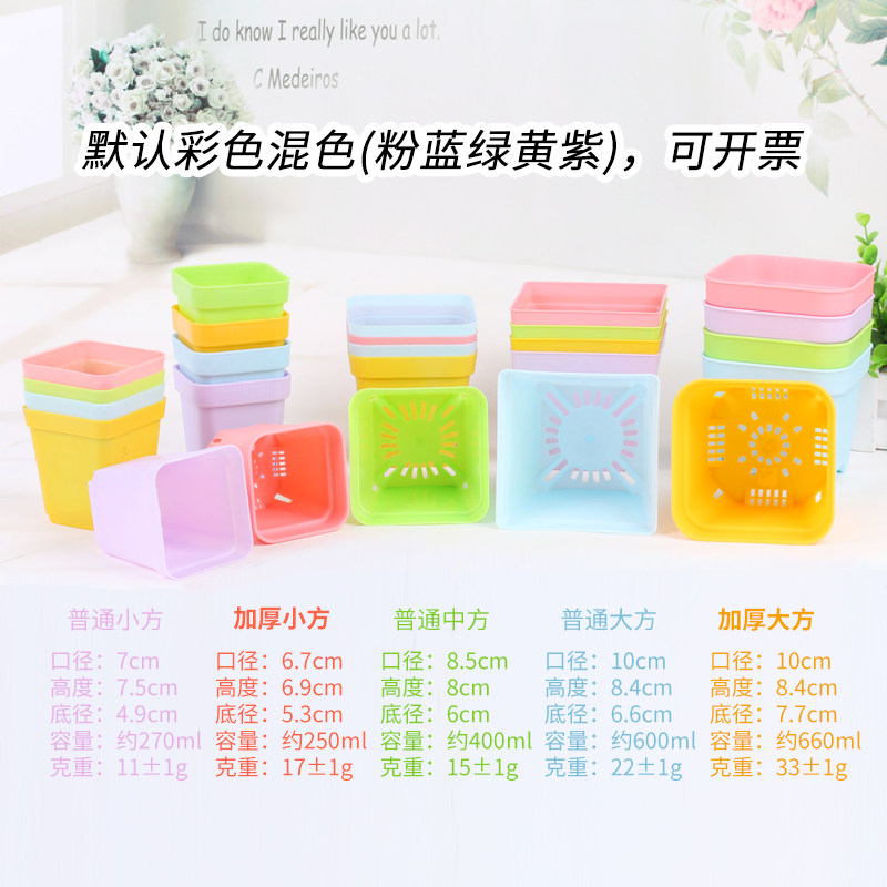 室内简约多肉塑料花盆清仓扦插育苗盆加厚大号方盆小黑方白色彩方,淘宝优惠券,粉丝福利购,淘宝优惠卷