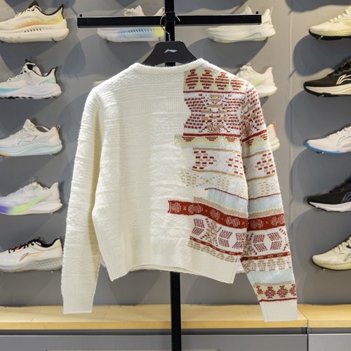 李宁毛衣女2025冬新款保暖宽松时尚舒适套头无帽编织衫AMBV390 - 图2