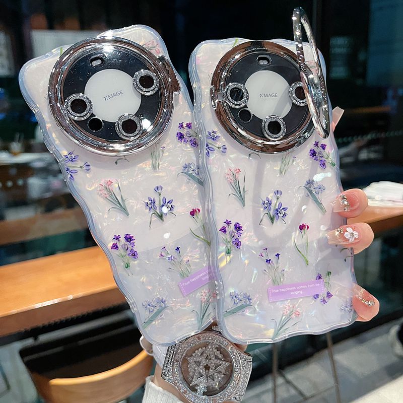 适用华为mate70系列苹果16promax新款手机壳mate60清新优雅牵牛花14promax15promax全包支架镜头膜时尚保护套 - 图3