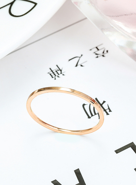 韩版潮人情侣戒指钛钢18k玫瑰金小指环简约极细光面关节学生尾戒