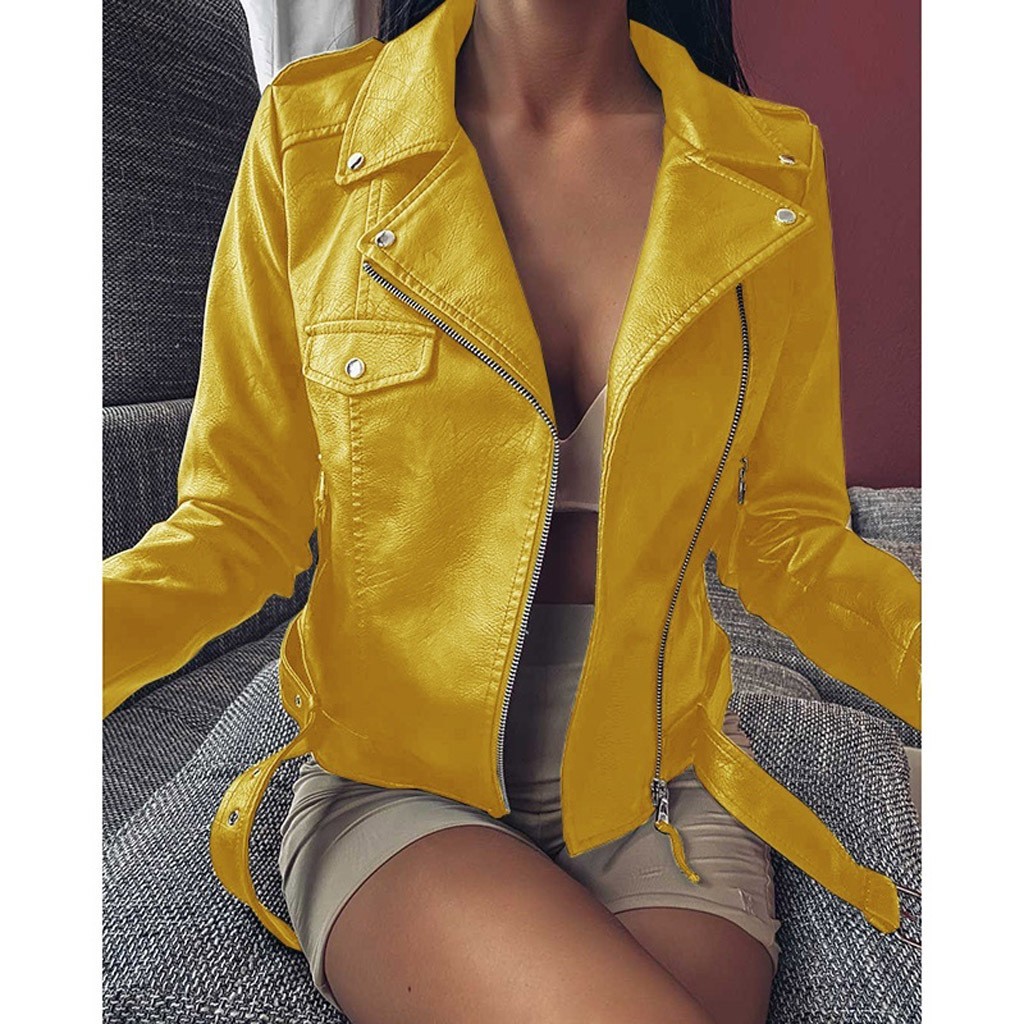 NEW Faux Leather Jacket Women Casual PU Coats For Ladies 5XL-图2