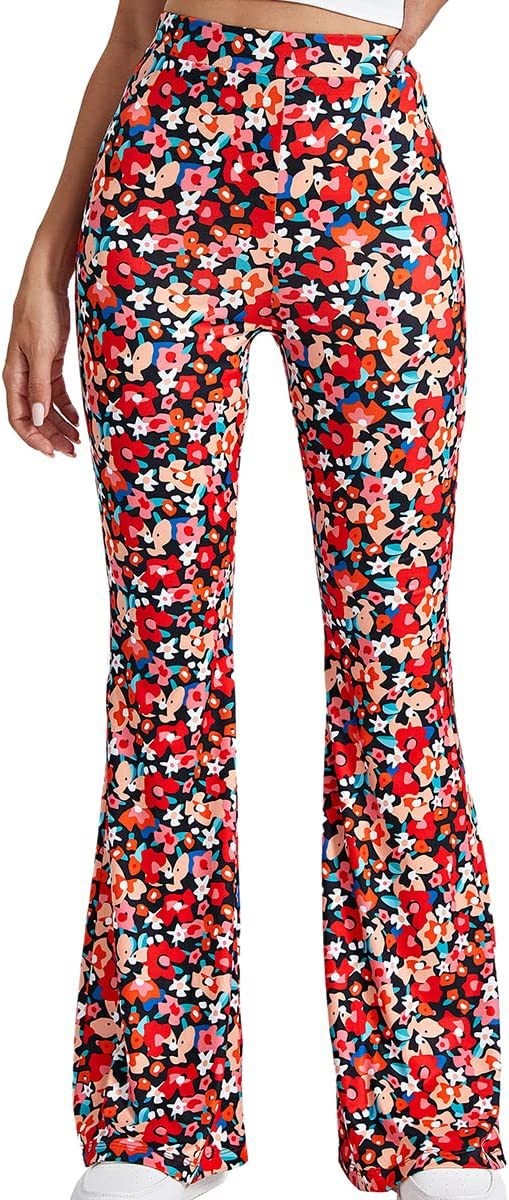 Sexy floral micro la trousers woman 性感碎花微喇长裤女