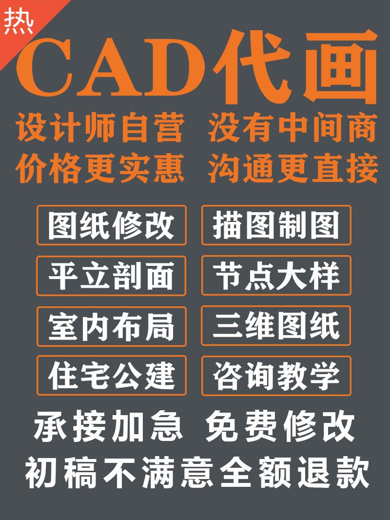 CAD代画制图酷家乐3D效果图施工图设计图纸代做建筑改图描图室内-图1