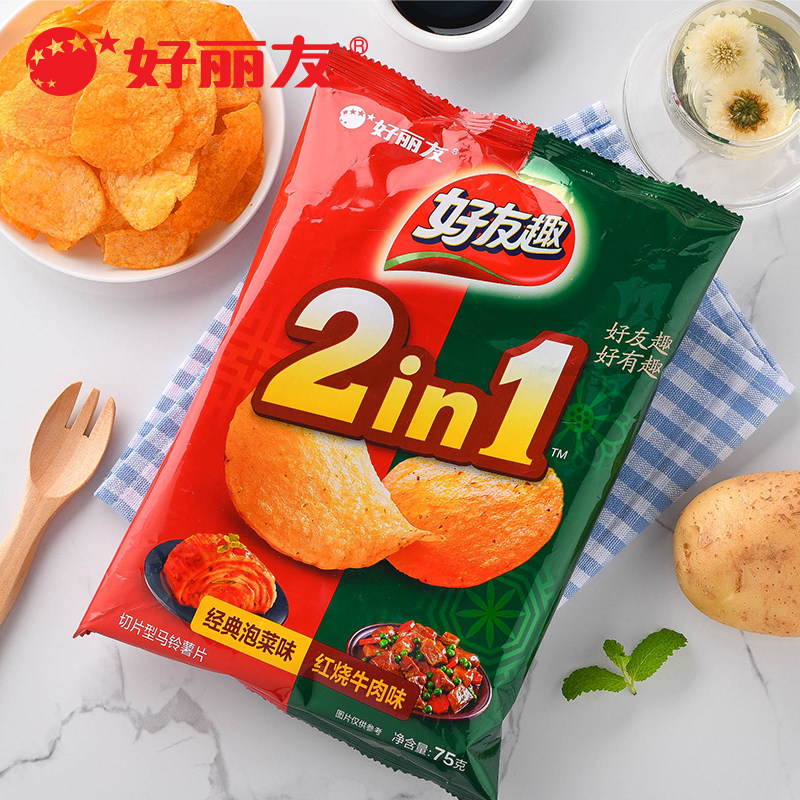 好丽友新品好友趣薯片经典75g泡菜 好丽友膨化食品