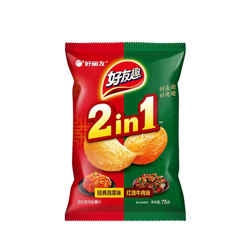 好丽友新品好友趣薯片经典75g泡菜 好丽友膨化食品