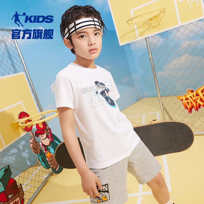 中国乔丹童装男童夏装2023夏季t恤 乔丹童装T恤