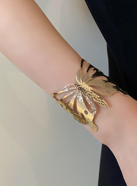 欧美轻奢花朵金属开口手镯小众气质设计感手环时尚轻奢高级感首饰