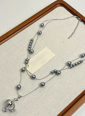 镶钻土星珍珠吊坠项链法式复古轻奢气质高级感锁骨链小众时尚百搭